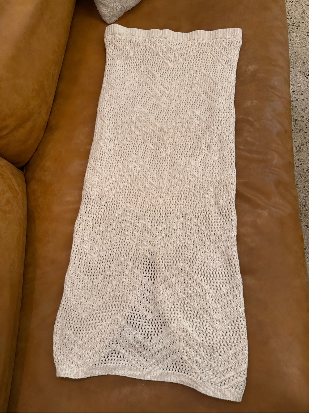 Freshman 1996 Cream Knit Crochet Boho Maxi Skirt Size S